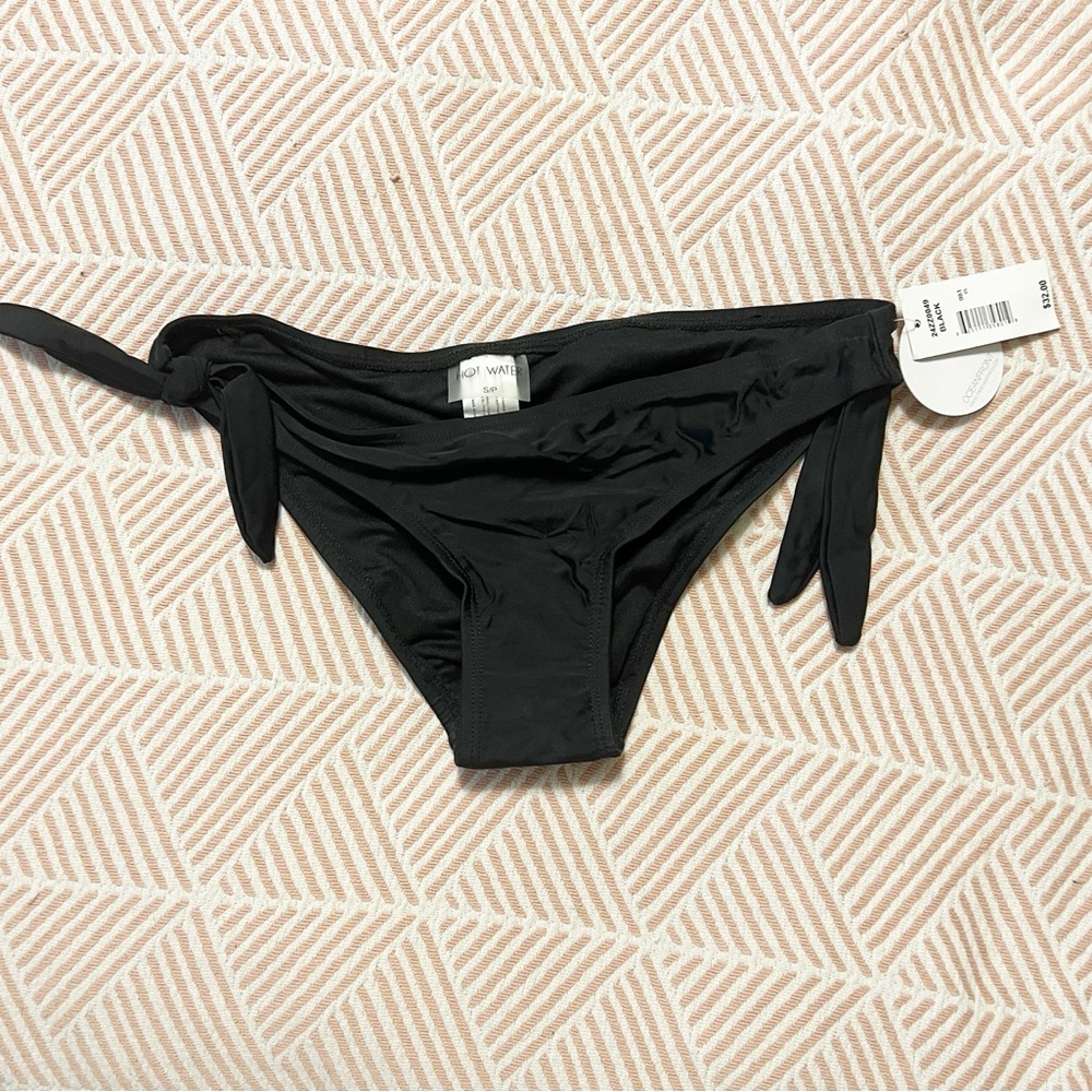 Hot Water Black Ruched Bikini Bottom S NWT